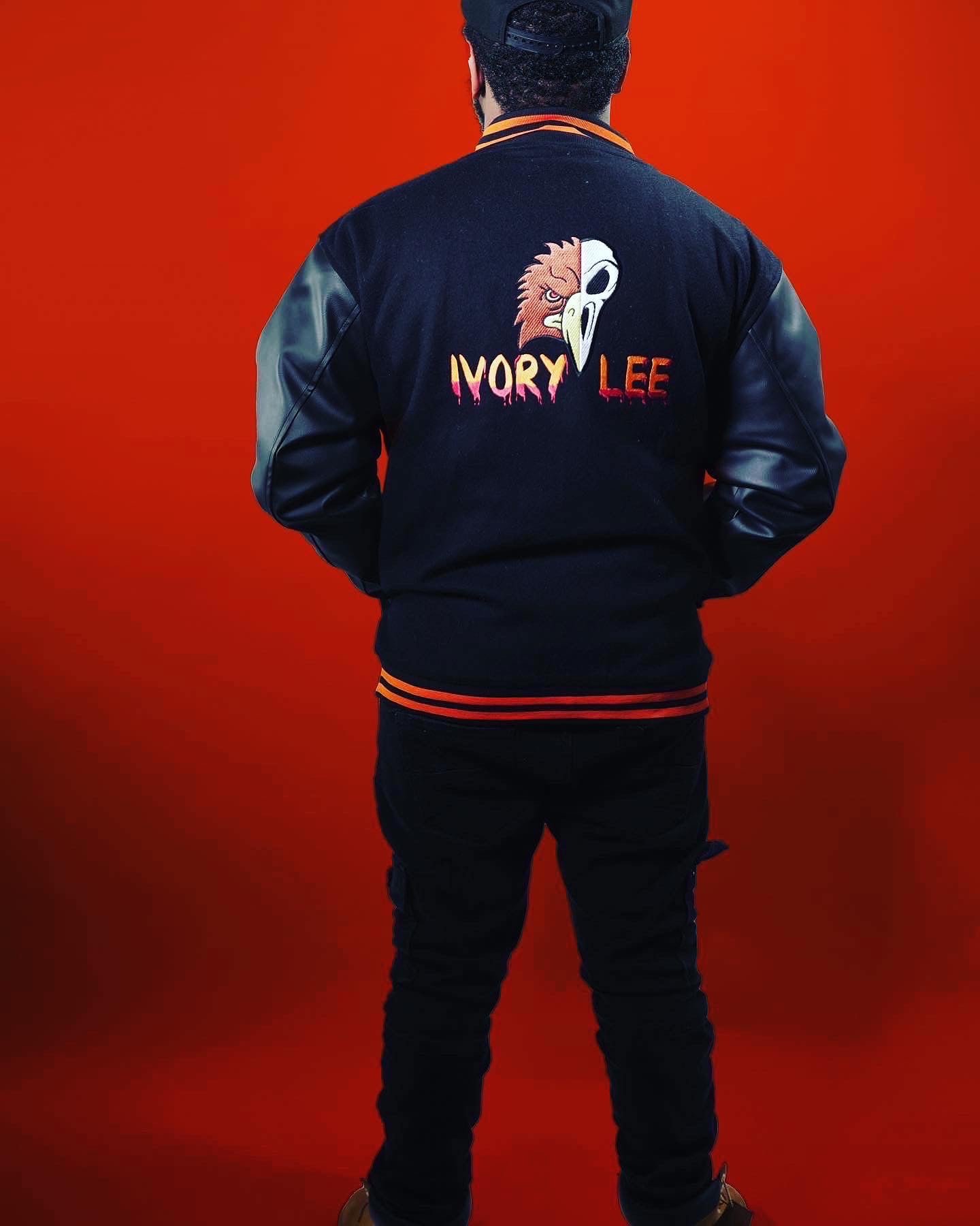 Ivory Lee's black & orange "Buried Alive" varsity jacket
