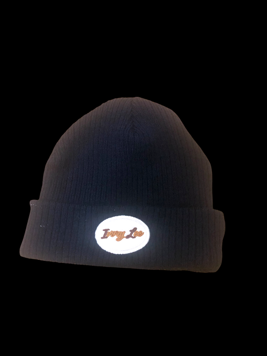 Ivory Lee's navy blue beanie hat